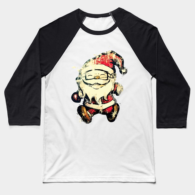 Christmas Santa Vintage Street Art Baseball T-Shirt by TomFrontierArt